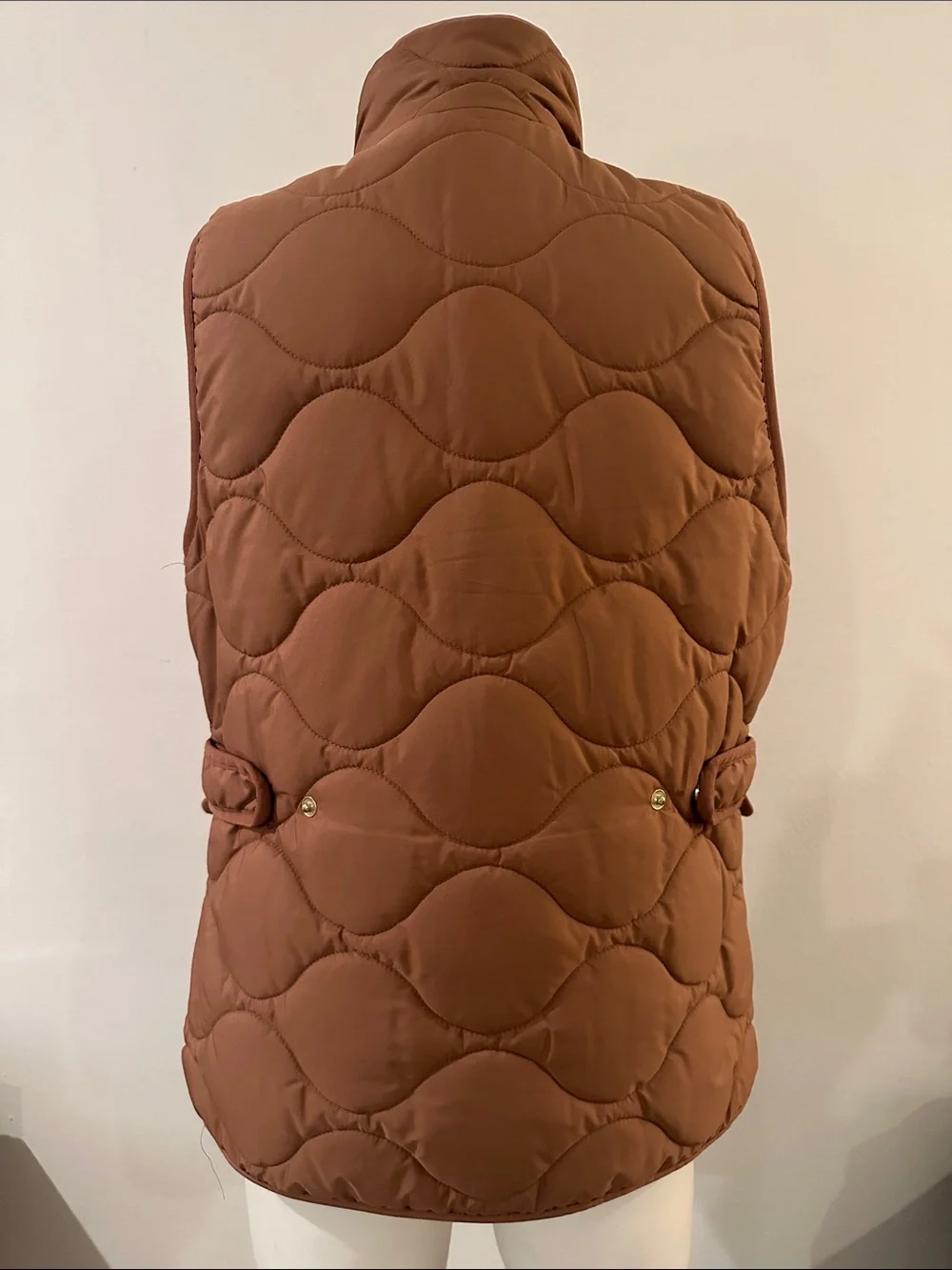 J. Crew Quilted Chestnut Brown Puffer Vest with Gold-Tone Hardware
